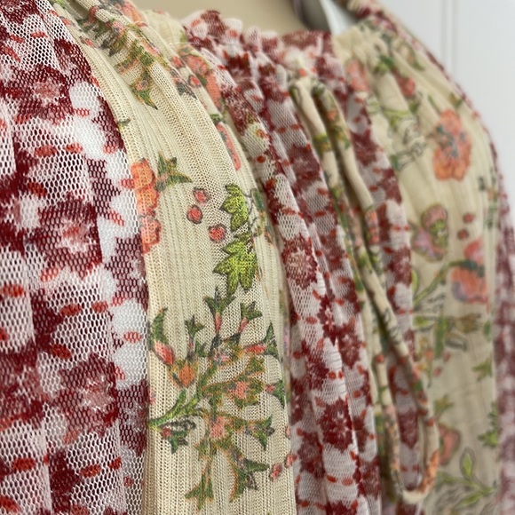 Free People Boho Floral Patchwork Sheer Peasant Cottagecore Mini Dress Small - Picture 7 of 16